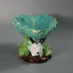 Minton Majolica Rabbits And Leaves Compote Bowl - 4804939