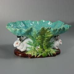 Minton Majolica Rabbits And Leaves Compote Bowl - 4804940