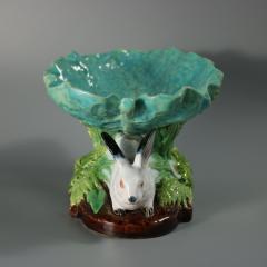 Minton Majolica Rabbits And Leaves Compote Bowl - 4804943