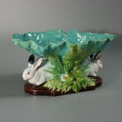 Minton Majolica Rabbits And Leaves Compote Bowl - 4804944