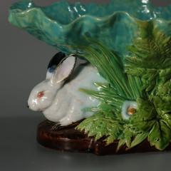 Minton Majolica Rabbits And Leaves Compote Bowl - 4804946