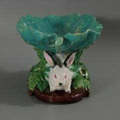 Minton Majolica Rabbits with Leaf Dish - 2502873