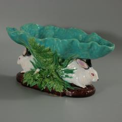 Minton Majolica Rabbits with Leaf Dish - 2502876