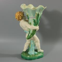 Mintons Majolica Putti Flower Holder Vase - 2608216