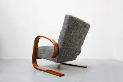 Miroslav Navratil 1930s Pair of Grey Lounge Chairs by Miroslav Navratil Walnut  - 2297930