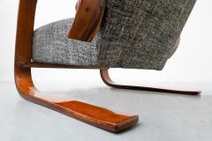Miroslav Navratil 1930s Pair of Grey Lounge Chairs by Miroslav Navratil Walnut  - 2297934