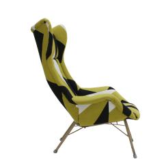 Miroslav Navratil Miroslav Navratil Black Lacquered Steel And Cotton ArmChair Czechoslovakia 60s - 868845