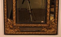 Mirror With Sculpted Coper And Ebony Wood Decoration Early 19th Century - 3821797