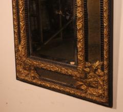 Mirror With Sculpted Coper And Ebony Wood Decoration Early 19th Century - 3821803