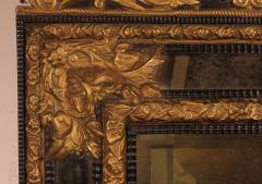 Mirror With Sculpted Coper And Ebony Wood Decoration Early 19th Century - 3821804