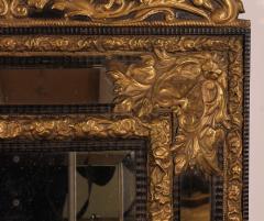 Mirror With Sculpted Coper And Ebony Wood Decoration Early 19th Century - 3821805