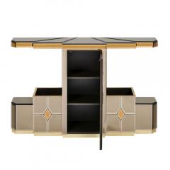 Mirror colored glass and brass console with storage - 3734047