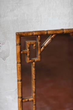 Mirror with geometric patterns in carved bamboo like wood from the 1920s - 3522569