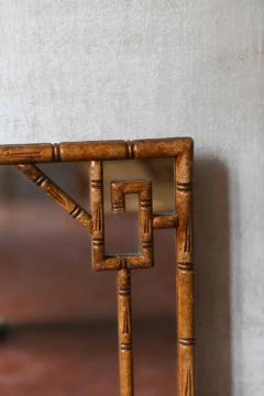 Mirror with geometric patterns in carved bamboo like wood from the 1920s - 3522587