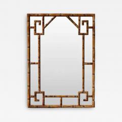 Mirror with geometric patterns in carved bamboo like wood from the 1920s - 3532305