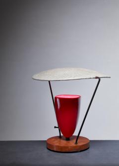 Mitchell Bobrick Mitchell Bobrick Red Ceramic Table Lamp with Epoxy Shade USA 1950s - 792813