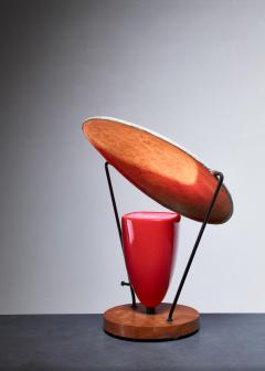 Mitchell Bobrick Mitchell Bobrick Red Ceramic Table Lamp with Epoxy Shade USA 1950s - 792814