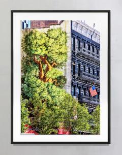 Mitchell Funk American Flag Swaying from a New York City Building With Graffiti Wall Art - 3440912