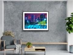 Mitchell Funk Central Park Ice Skaters at Night Purple Sky in New York City - 3644730