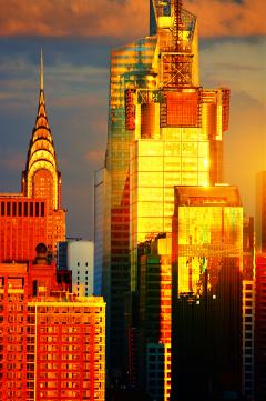 Mitchell Funk Chrysler Building Spire Glowing in Gold Light Manhattan Skyline - 3997490