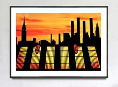 Mitchell Funk Chrysler Building at Sunset New York Skyline in Silhouette with Orange Sky - 3866709