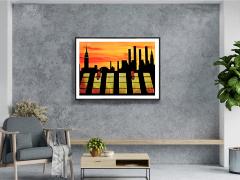 Mitchell Funk Chrysler Building at Sunset New York Skyline in Silhouette with Orange Sky - 3866711