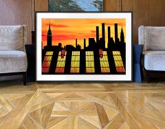 Mitchell Funk Chrysler Building at Sunset New York Skyline in Silhouette with Orange Sky - 3866712