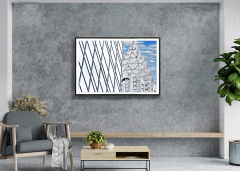 Mitchell Funk Chrysler Building in Silver and Gray Tones Abstract Spacial Relationships - 3915733