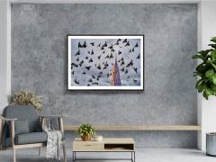 Mitchell Funk Chrysler Building with Flock of Birds Thrusting to the Sky Hahnemuhle Print - 4570950
