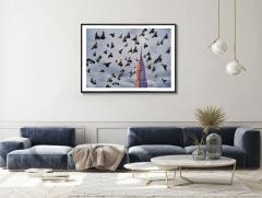 Mitchell Funk Chrysler Building with Flock of Birds Thrusting to the Sky Hahnemuhle Print - 4570952