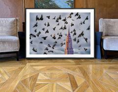 Mitchell Funk Chrysler Building with Flock of Birds Thrusting to the Sky Hahnemuhle Print - 4570953