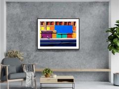 Mitchell Funk Colorful New York City Facade with Blue Yellow and Red Squares like Mondrian - 3548307