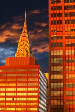 Mitchell Funk Early Morning Light Turns Chrysler Building Orange - 3894961