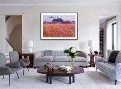Mitchell Funk East Hampton Landscape with Field of Pink Flowers and Migrating Birds - 3254041