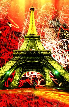 Mitchell Funk Eiffel Tower in Jackson Pollock Drip Lighting Paris France  - 4120449