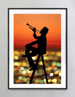 Mitchell Funk Joyful Jazz Trumpet Player in Silhouette at Orange Sunset in Los Angeles - 3163898