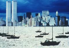 Mitchell Funk Sailboats in New York Harbor with Silver Water and Silver Light WTC - 3162668
