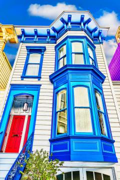 Mitchell Funk San Francisco Victorian House in Colorful Red Yellow and Blue Architecture - 3553266