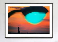 Mitchell Funk Statue of Liberty New York Harbor at Sunset with Green Light - 3665553