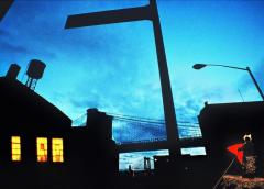 Mitchell Funk Surreal Brooklyn Bridge with Blue Sky Golden Windows and Red Kite - 3644716