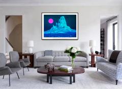 Mitchell Funk Surreal Desert Landscape with Blue Mountain and Magenta Moon Monument Valley - 3246479