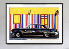 Mitchell Funk Vintage Car Against Colorful Striped Yellow Wall Primary Colors - 3205287