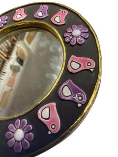 Mithe Espelt 1970s Decorative Hand made ceramic wall mirror by Mith Espelt - 4513545