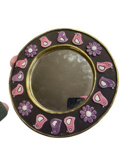 Mithe Espelt 1970s Decorative Hand made ceramic wall mirror by Mith Espelt - 4513547