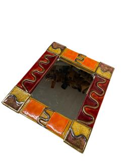 Mithe Espelt 1970s Studio pottery ceramic decorative wall mirror by Marion de Crecy - 4497650