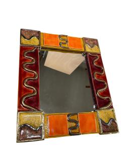 Mithe Espelt 1970s Studio pottery ceramic decorative wall mirror by Marion de Crecy - 4497651