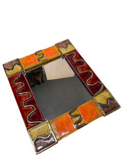 Mithe Espelt 1970s Studio pottery ceramic decorative wall mirror by Marion de Crecy - 4497653