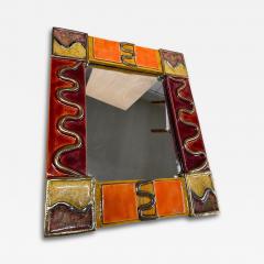 Mithe Espelt 1970s Studio pottery ceramic decorative wall mirror by Marion de Crecy - 4498857