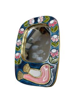 Mithe Espelt 1970s Studio pottery ceramic decorative wall mirror by Mith Espelt - 4497657