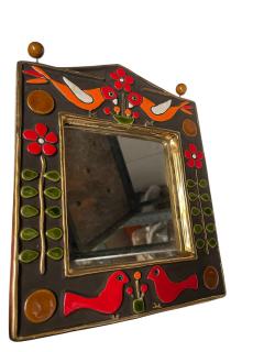Mithe Espelt 1970s Studio pottery ceramic wall mirror by Mith Espelt - 4559699